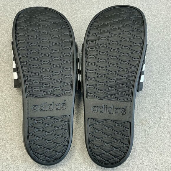 NWOB Adidas Women's 6 Cloudfoam Adilette Comfort Slides Black White Stripe - Picture 6 of 7